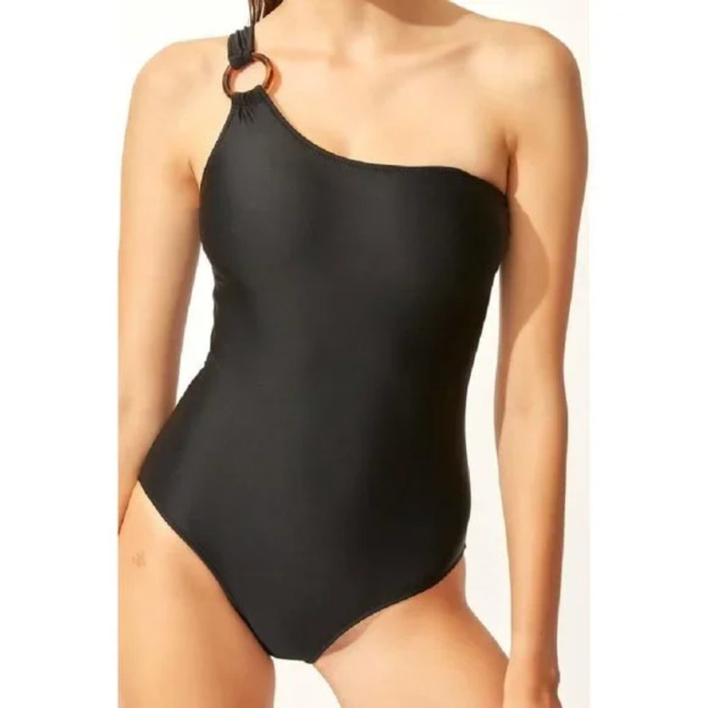 New Solid & Striped The Juliana Black One Shoulder One Piece Swimsuit NWT XS - Picture 5 of 16
